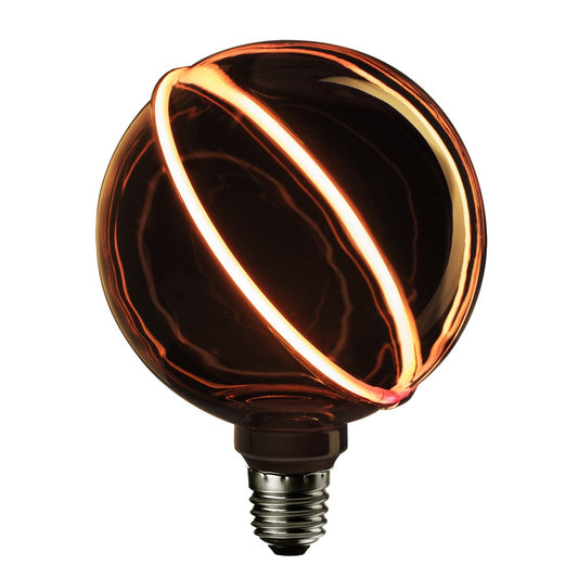 Dekorativ LED-glödlampa Glow Line 2 Svart, dimbar E27, 130×164 mm.