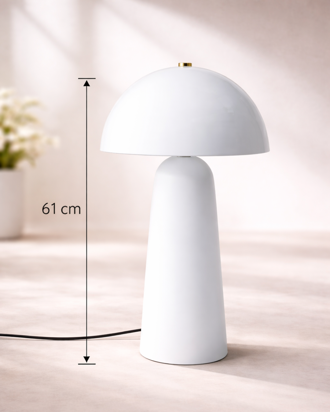 Vit svamplampa stor 61 cm – statement bordslampa vardagsrum. Exklusiv design bordslampa