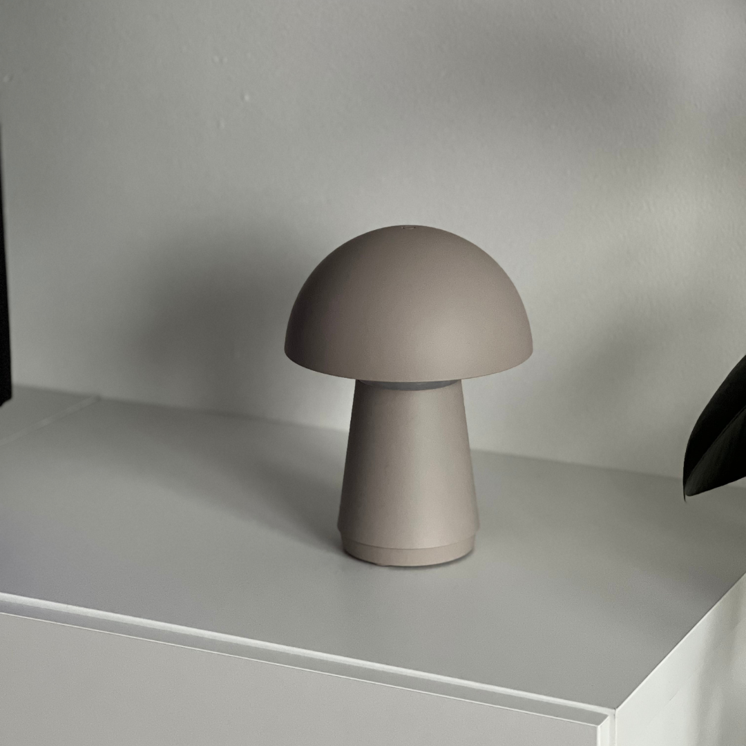 Trådlös Svamplampa Taupe Grå