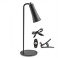 Portabel svart LED-bordslampa med uppladdningsbart batteri och varmvit belysning för mysig kvällsstämning.