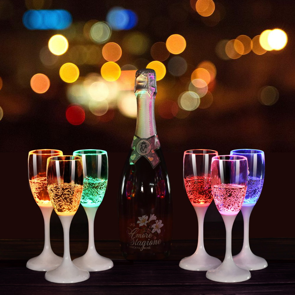 Lysande Champagneglas, partyglas, fest glas, dekorations glas, lysande glas, jul belysning