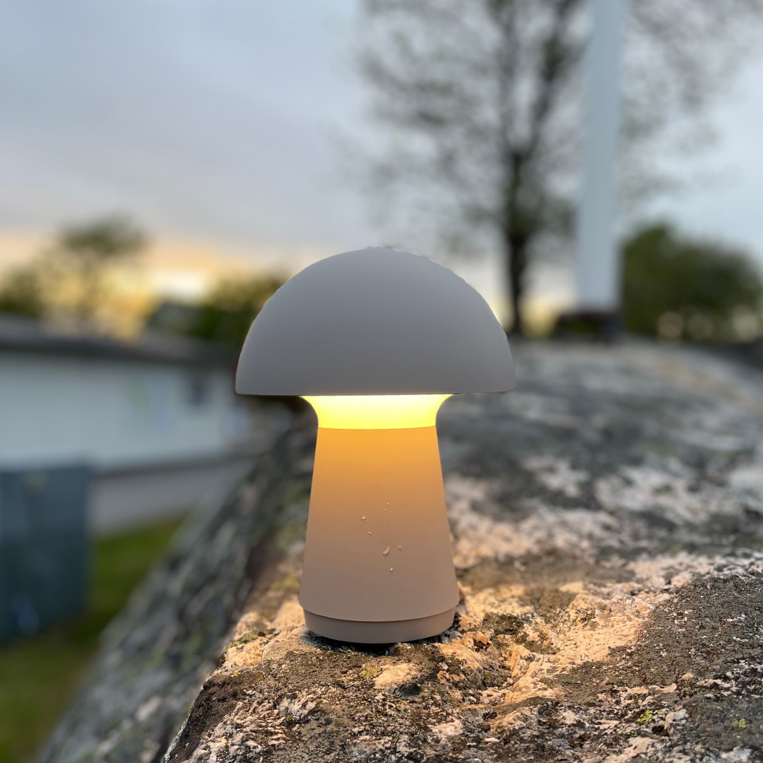 Trådlös Svamplampa Taupe Grå