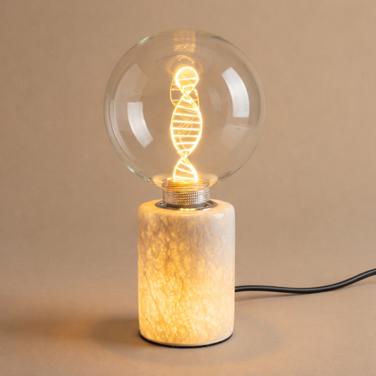 Vit Marmor Bordslampa - DNA LED (Klart glas)